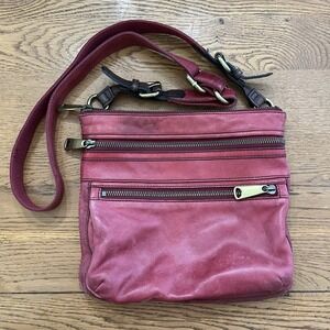 Fossil Purse Leather Pink/Purple Crossbody Shoulder Bag Messenger Bag Purse Boho